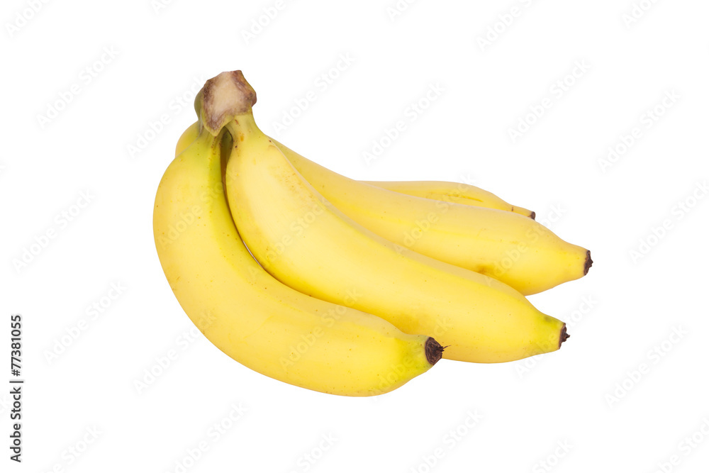 ripe bananas bunch isolated on white background