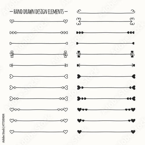 Hand drawn vector line border set and scribble design element