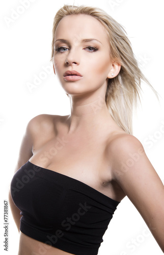 beautiful young woman posing on isolated background
