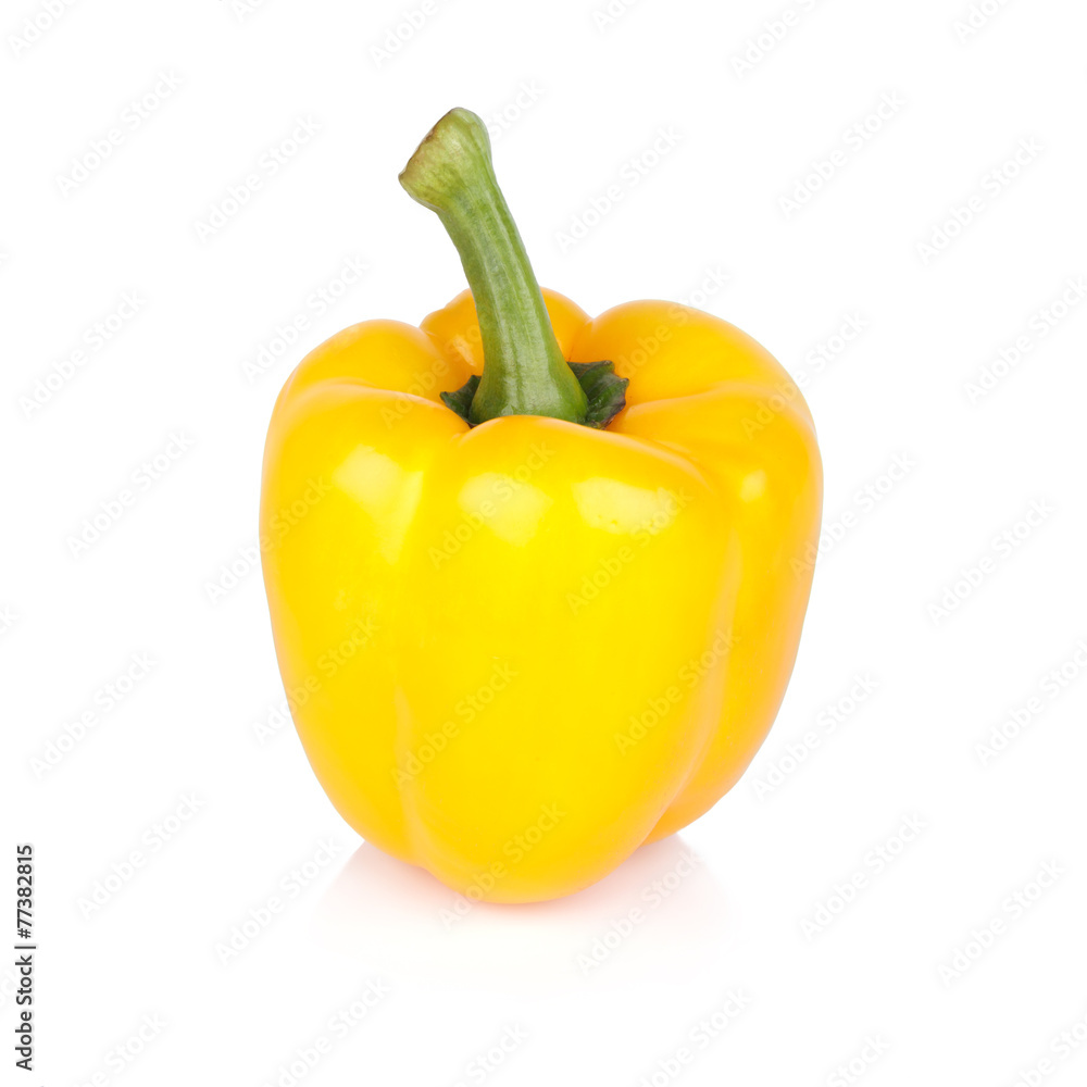 ripe yellow bell pepper on white background. ripe yellow bell pepper on white background.