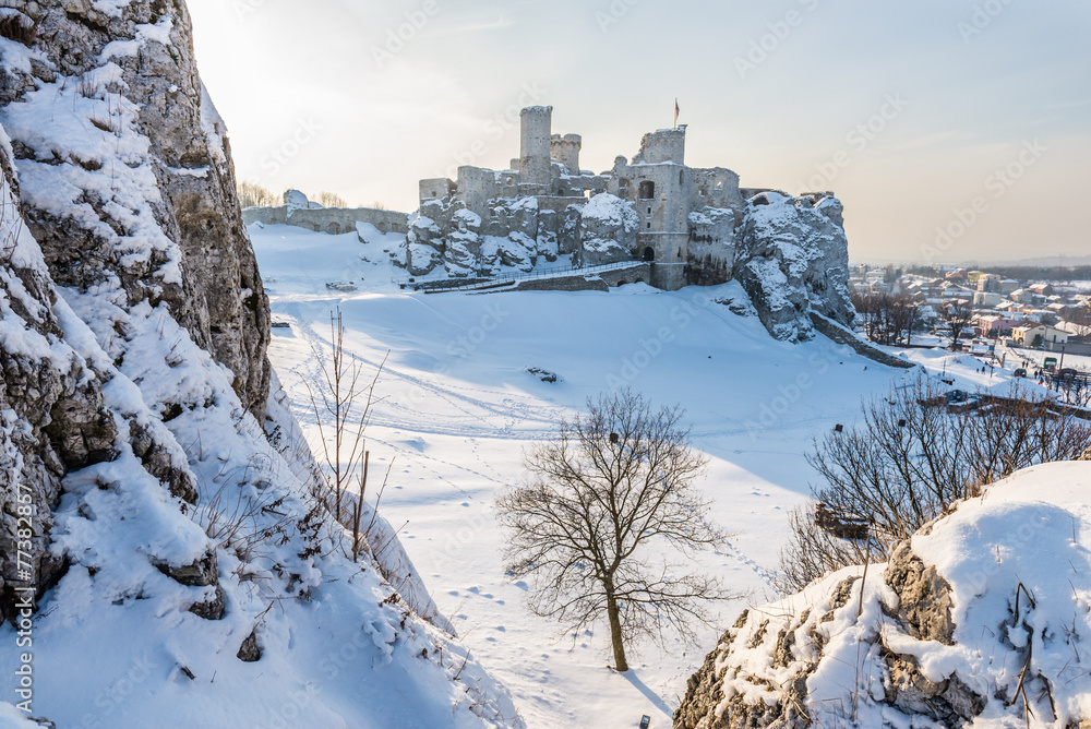 Zamek Ogrodzieniec zimą