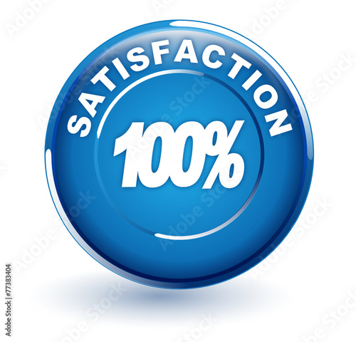 100 pour 100 satisfaction sur bouton bleu