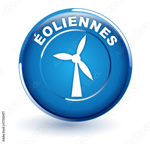 éoliennes sur bouton bleu
