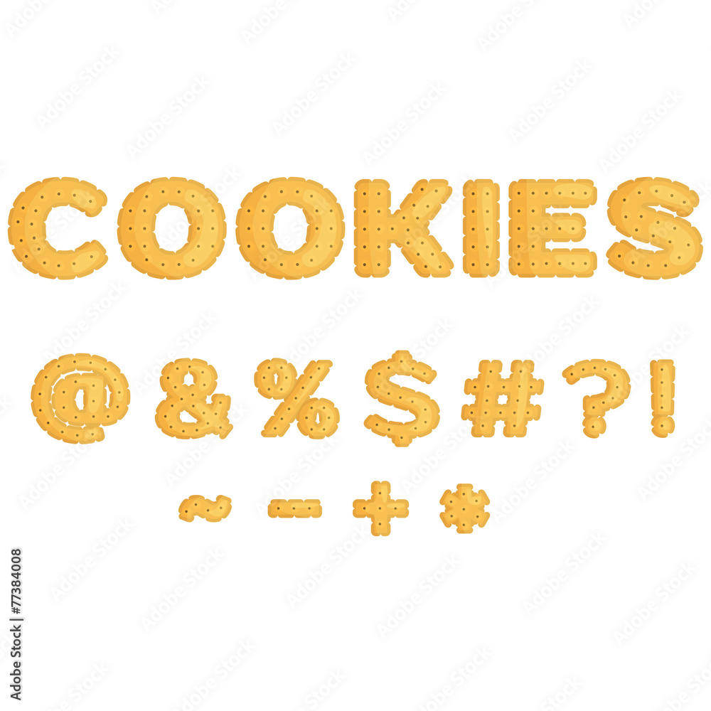 Symbols made of cookies in flat design Symbols made of cookies in flat design
