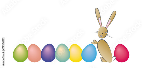 Osterhase mit bunten Ostereiern