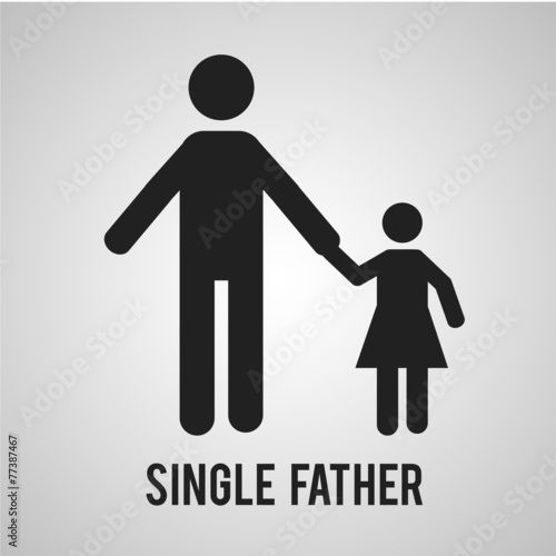 single father whith his dauther over gray color background