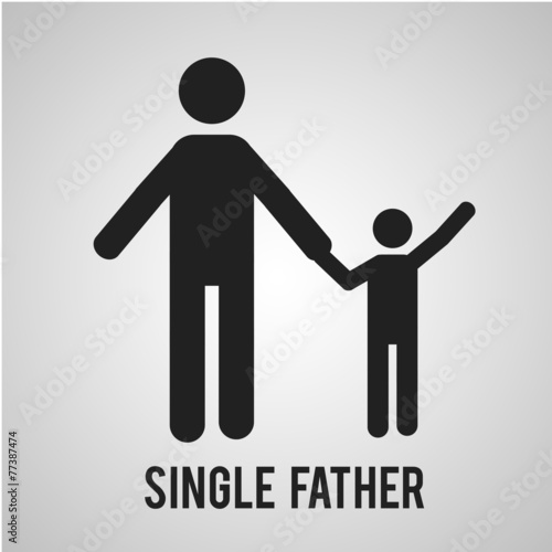 single father whith his son over gray color background