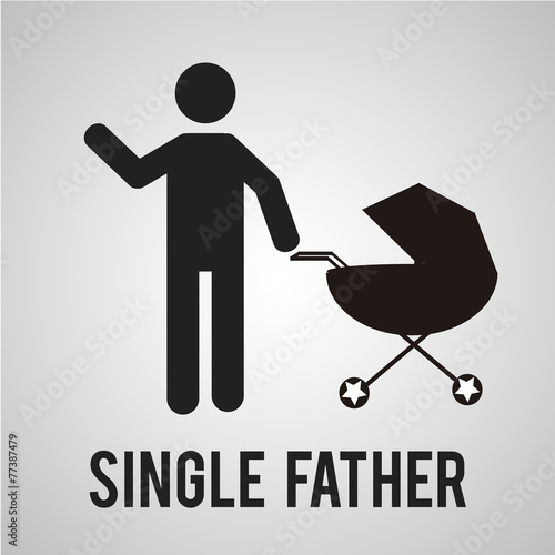 single father whith his truckle bed  over gray color background