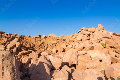 Pile of rock for road construction