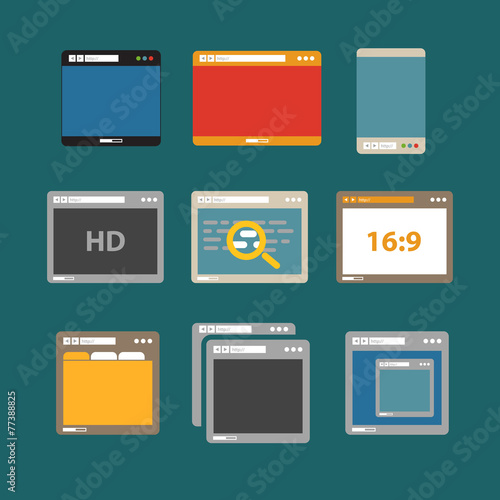 Web browsers flat design collection