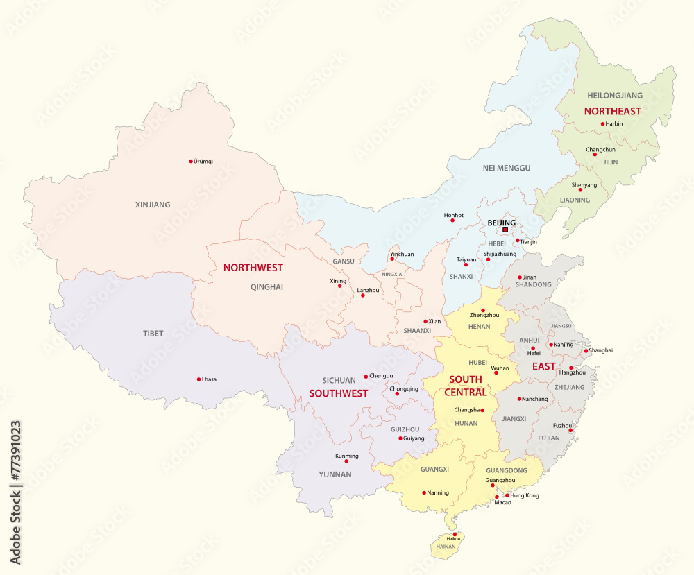 Obraz premium china regions map
