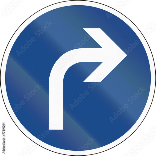 German traffic sign: Turn right ahead