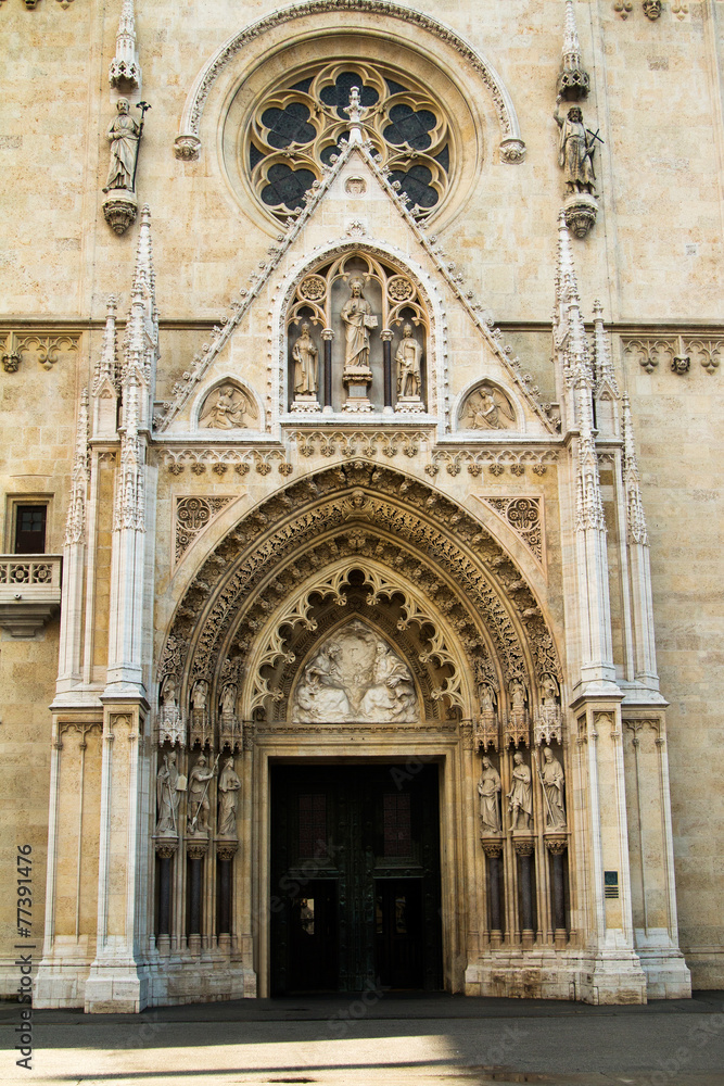 Portal of the neo gothic Zagreb cathedral