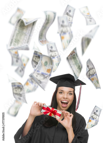 Female Graduate Holding $10...