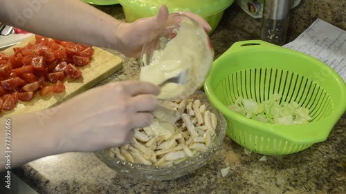 Preparation of the salad consisting of several layers
