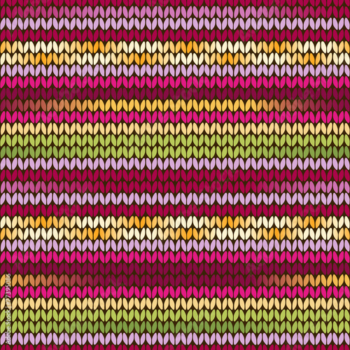 Knitted pattern pink green orange