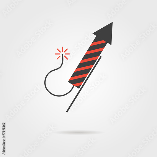 striped firework rocket icon with shadow