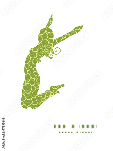 Vector abstract green natural texture jumping girl silhouette