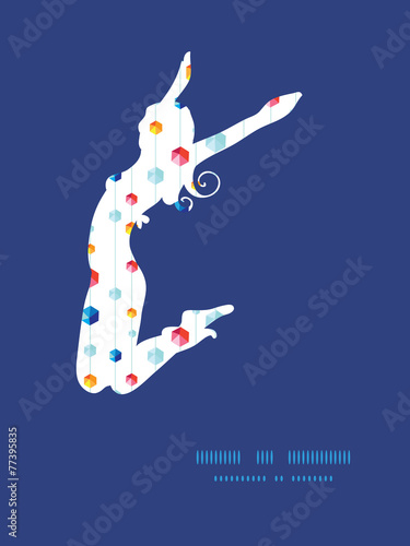 Vector abstract hanging jewels striped jumping girl silhouette