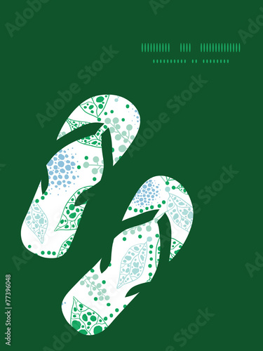 Vector abstract blue and green leaves flip flops silhouettes