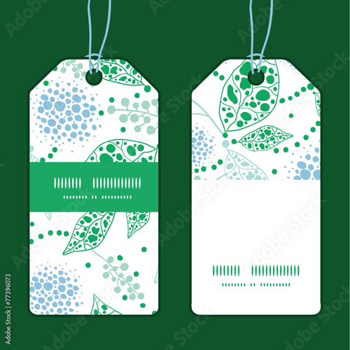 Vector abstract blue and green leaves vertical stripe frame