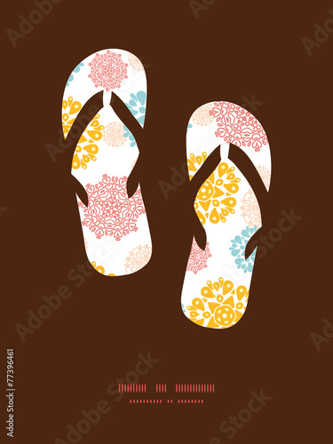 Vector abstract decorative circles stars flip flops silhouettes