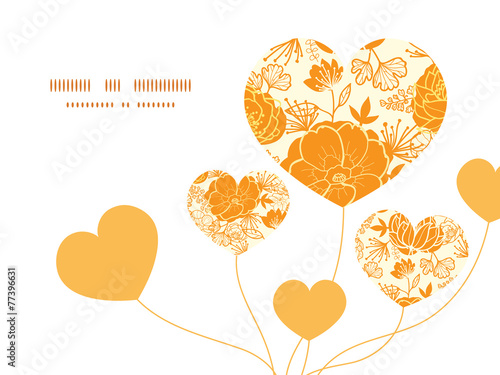 Vector golden art flowers heart symbol frame pattern invitation
