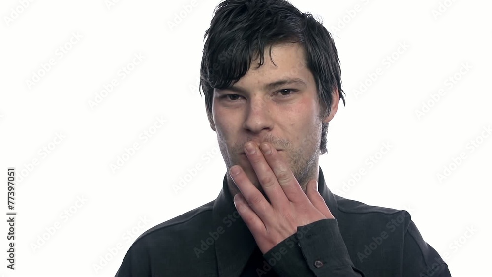 Guy showing love and smiling in slow motion Guy showing love and smiling in slow motion
