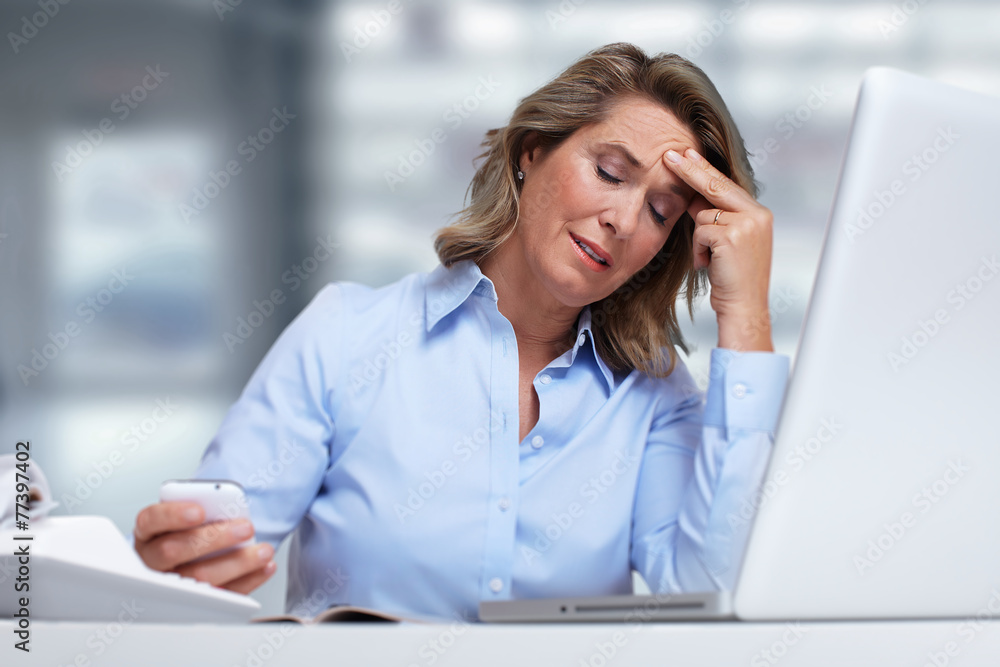 Woman having migraine headache. Woman having migraine headache.