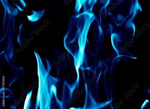 Blue flames on a black background