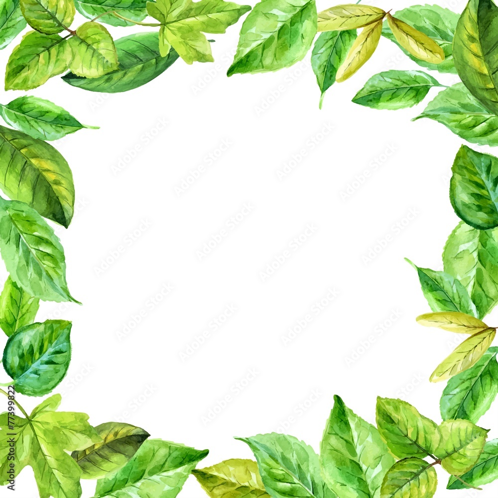square frame. leaves in watercolor. Hand-painted elements. square frame. leaves in watercolor. Hand-painted elements.