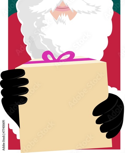 Santa holding a gift