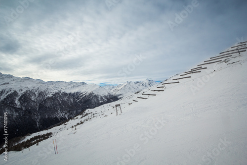 Slopes of Shareck, Grossglockner-Heiligenblut ski resort in Alps photo