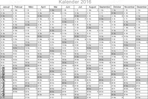 Kalender 2016 universal - ohne Feiertage