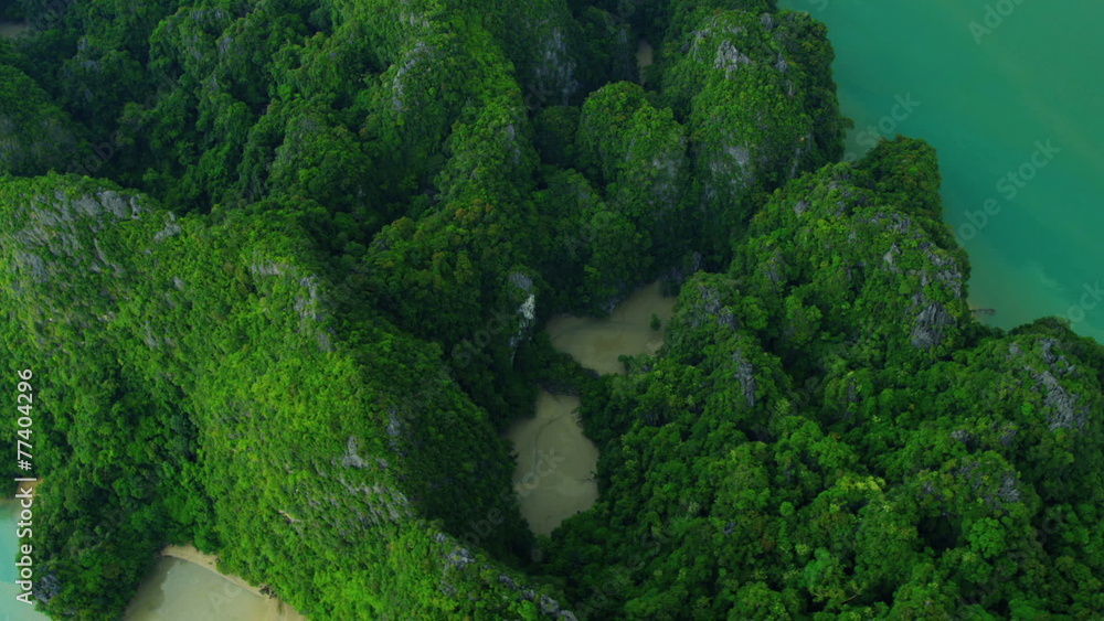 Aerial view limestone cliffs in Phang Nga Bay, Thailand Aerial view limestone cliffs in Phang Nga Bay, Thailand