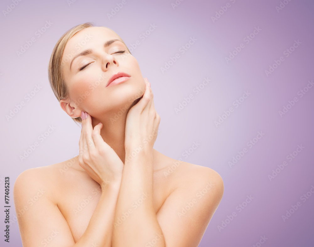 beautiful young woman with bare shoulders beautiful young woman with bare shoulders