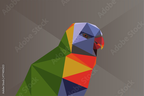 Low poly abstract vector illustration of a parrot