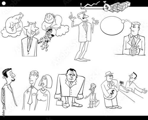 business cartoon concepts set