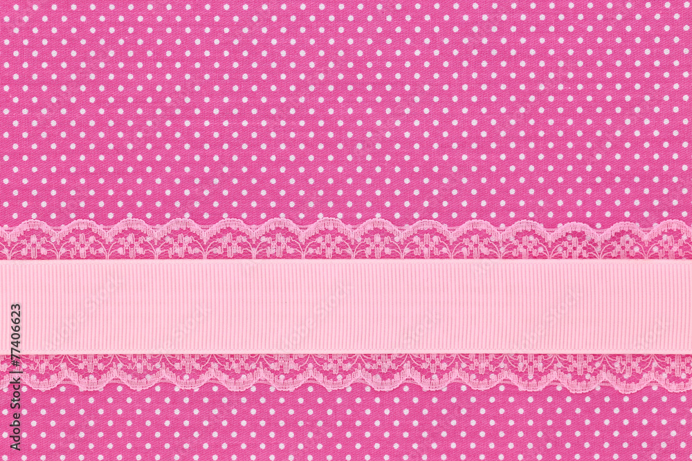 Pink retro polka dot textile background