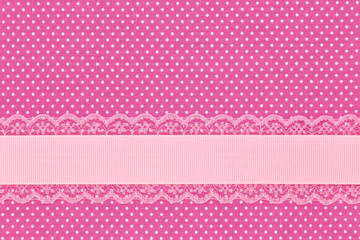 Pink retro polka dot textile background