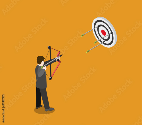 Business target concept flat 3d web isometric, archer aims