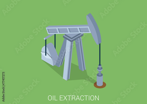 Oil extraction derrick flat 3d web isometric infographic concept