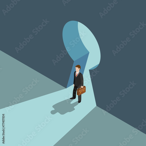 Business solution concept flat 3d web isometric infographic