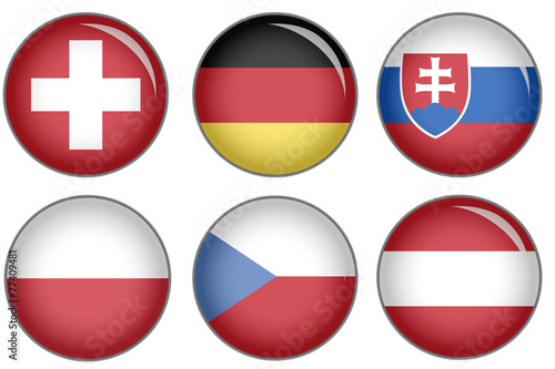 Set of buttons with national flag motive