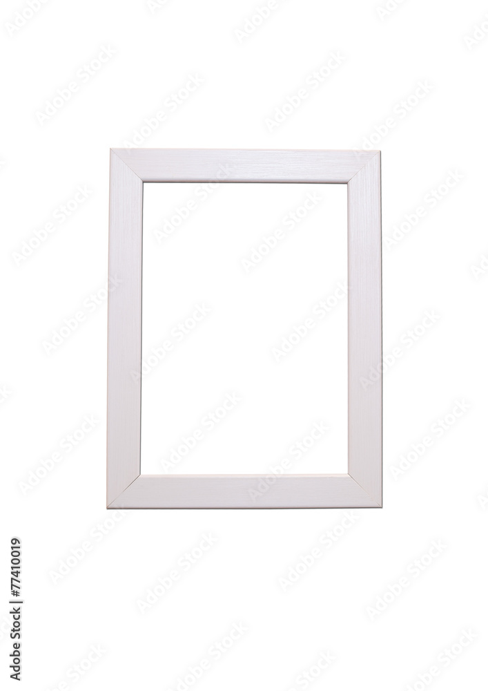 White wooden photo frame on a white background White wooden photo frame on a white background