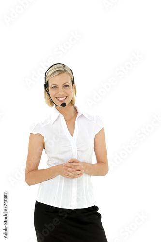 Portrait of a beautiful young customer service representative with headset