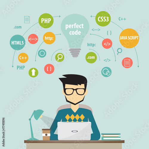 programmer and process coding and programming concept