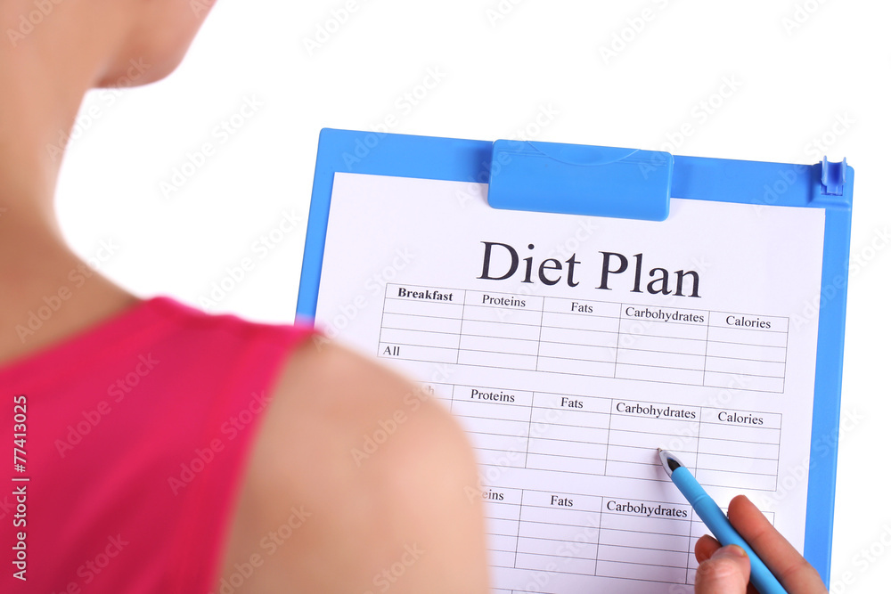 Sports trainer with diet program isolated on white Sports trainer with diet program isolated on white
