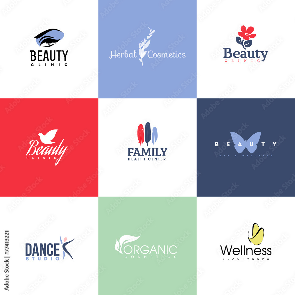 Set of modern beauty and nature logo templates and icons Set of modern beauty and nature logo templates and icons