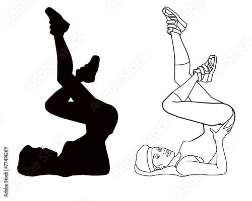 sILHOUETTE E TRATTO GRAFICO DI RAGAZZA CON BODY PER AEROBICA